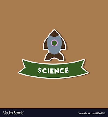 Paper sticker on stylish background rocket science vector image