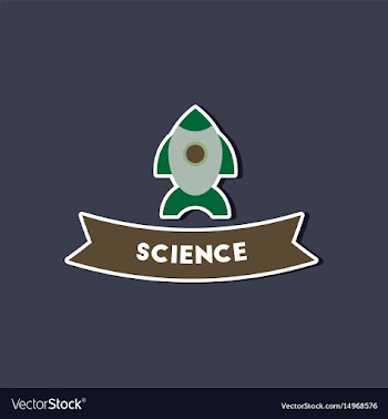 Paper sticker on stylish background rocket science vector image