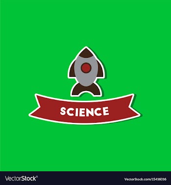 Paper sticker on stylish background rocket science vector image
