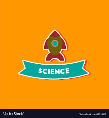 Paper sticker on stylish background rocket science vector image