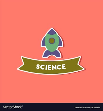 Paper sticker on stylish background rocket science vector image