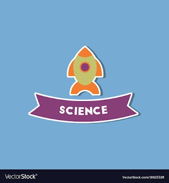 Paper sticker on stylish background rocket science vector image