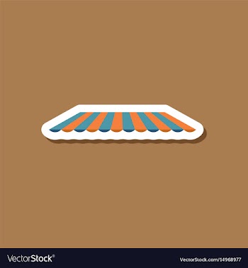 Paper sticker on stylish background roof awning vector image