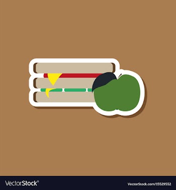 Paper sticker on stylish background sandwich and vector image