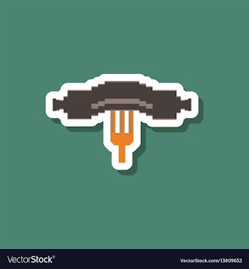 Paper sticker on stylish background sausage on vector image