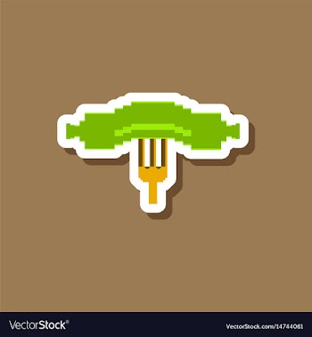 Paper sticker on stylish background sausage on vector image