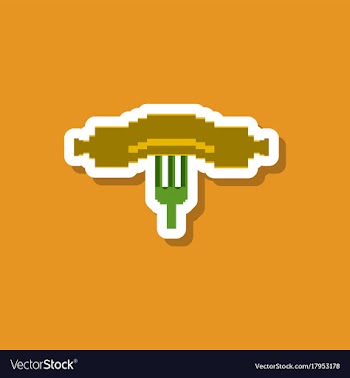 Paper sticker on stylish background sausage on vector image