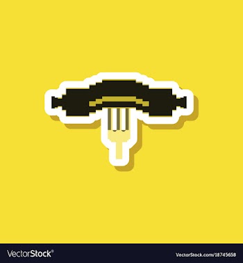 Paper sticker on stylish background sausage on vector image