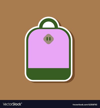 Paper sticker on stylish background school bag vector image