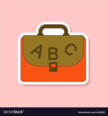 Paper sticker on stylish background school bag vector image