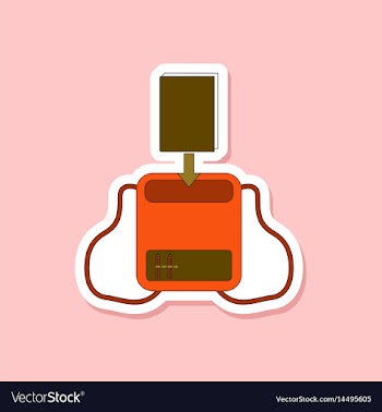 Paper sticker on stylish background school bag vector image