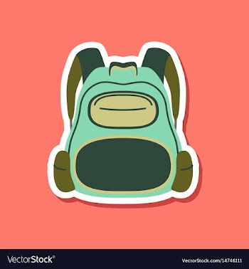 Paper sticker on stylish background school bag vector image