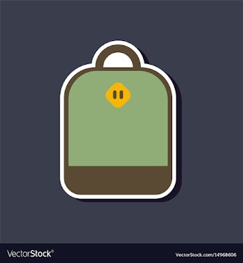 Paper sticker on stylish background school bag vector image