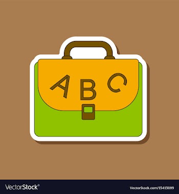 Paper sticker on stylish background school bag vector image