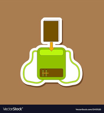 Paper sticker on stylish background school bag vector image