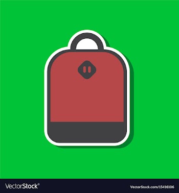 Paper sticker on stylish background school bag vector image