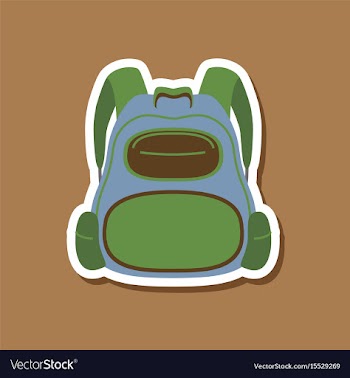 Paper sticker on stylish background school bag vector image
