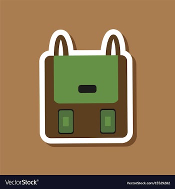 Paper sticker on stylish background school bag vector image