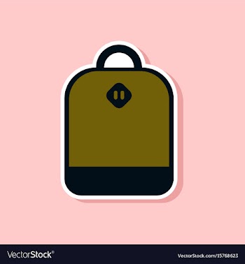 Paper sticker on stylish background school bag vector image