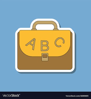 Paper sticker on stylish background school bag vector image