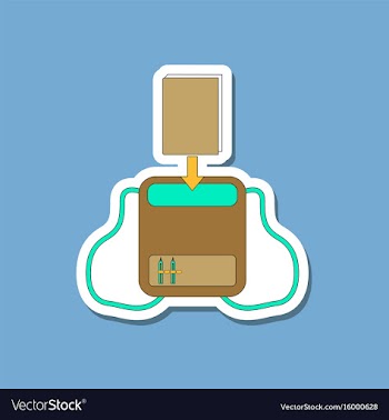 Paper sticker on stylish background school bag vector image