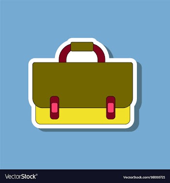 Paper sticker on stylish background school bag vector image