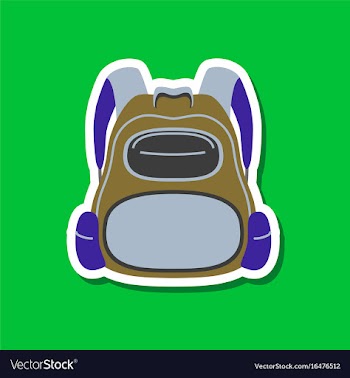 Paper sticker on stylish background school bag vector image