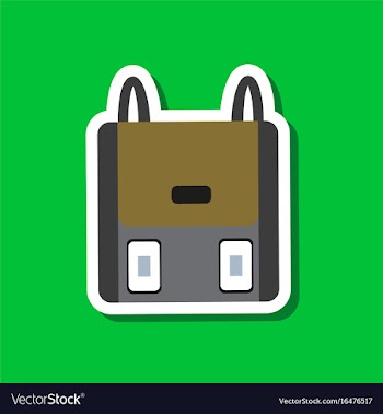 Paper sticker on stylish background school bag vector image