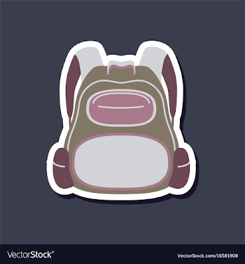 Paper sticker on stylish background school bag vector image