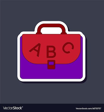 Paper sticker on stylish background school bag vector image