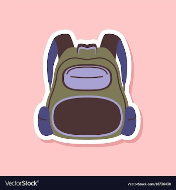 Paper sticker on stylish background school bag vector image