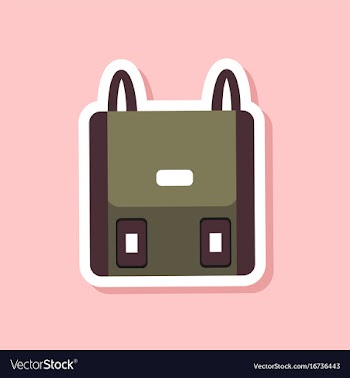 Paper sticker on stylish background school bag vector image