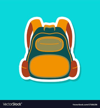 Paper sticker on stylish background school bag vector image