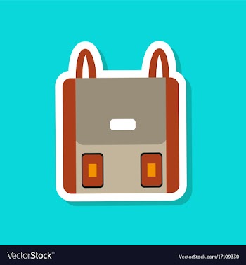 Paper sticker on stylish background school bag vector image