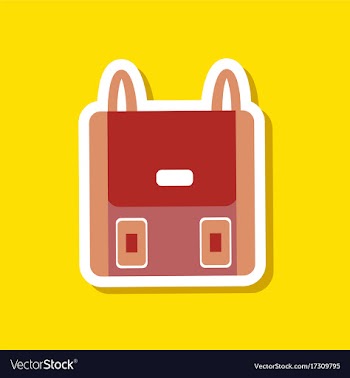 Paper sticker on stylish background school bag vector image