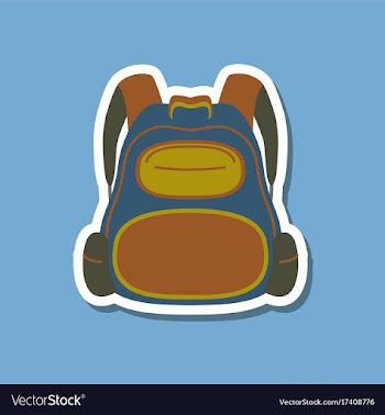 Paper sticker on stylish background school bag vector image