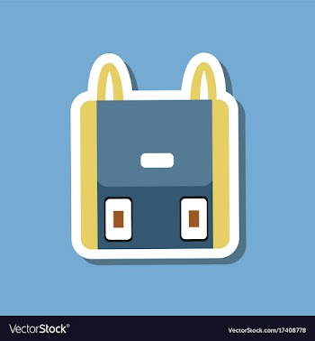 Paper sticker on stylish background school bag vector image