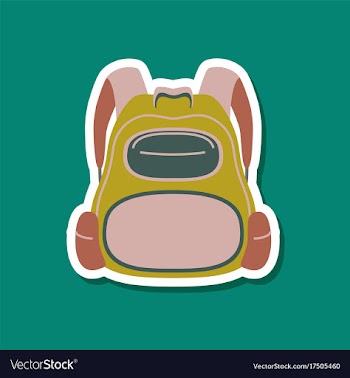 Paper sticker on stylish background school bag vector image