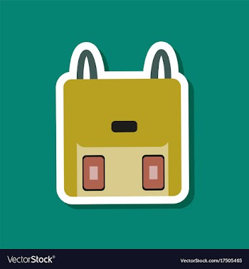 Paper sticker on stylish background school bag vector image