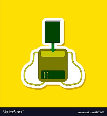 Paper sticker on stylish background school bag vector image