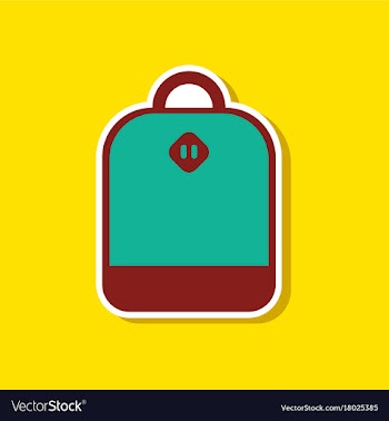 Paper sticker on stylish background school bag vector image
