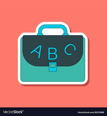Paper sticker on stylish background school bag vector image
