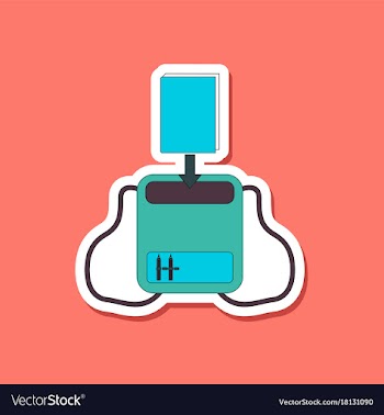Paper sticker on stylish background school bag vector image