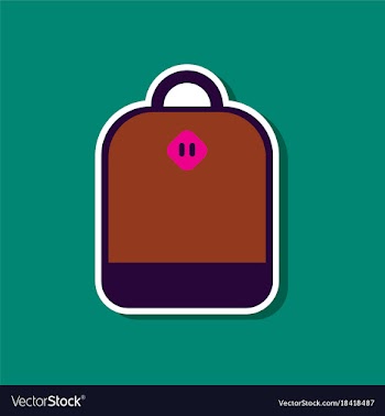 Paper sticker on stylish background school bag vector image