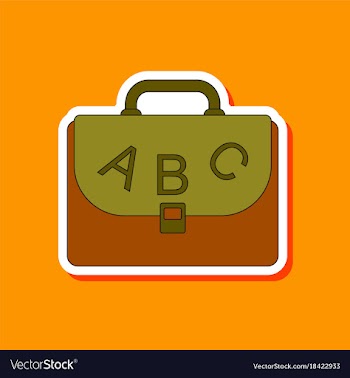 Paper sticker on stylish background school bag vector image