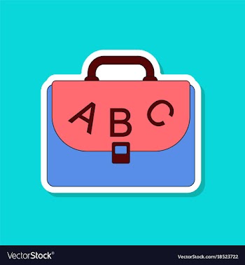 Paper sticker on stylish background school bag vector image
