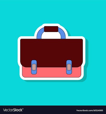 Paper sticker on stylish background school bag vector image