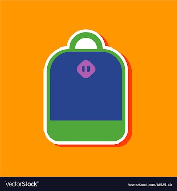 Paper sticker on stylish background school bag vector image
