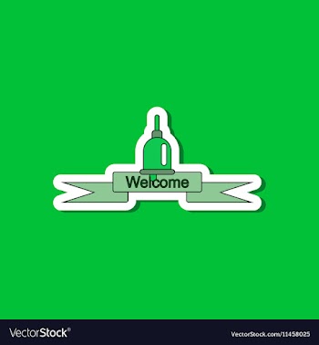 Paper sticker on stylish background school bell vector image