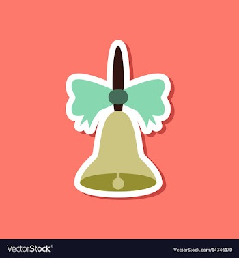 Paper sticker on stylish background school bell vector image